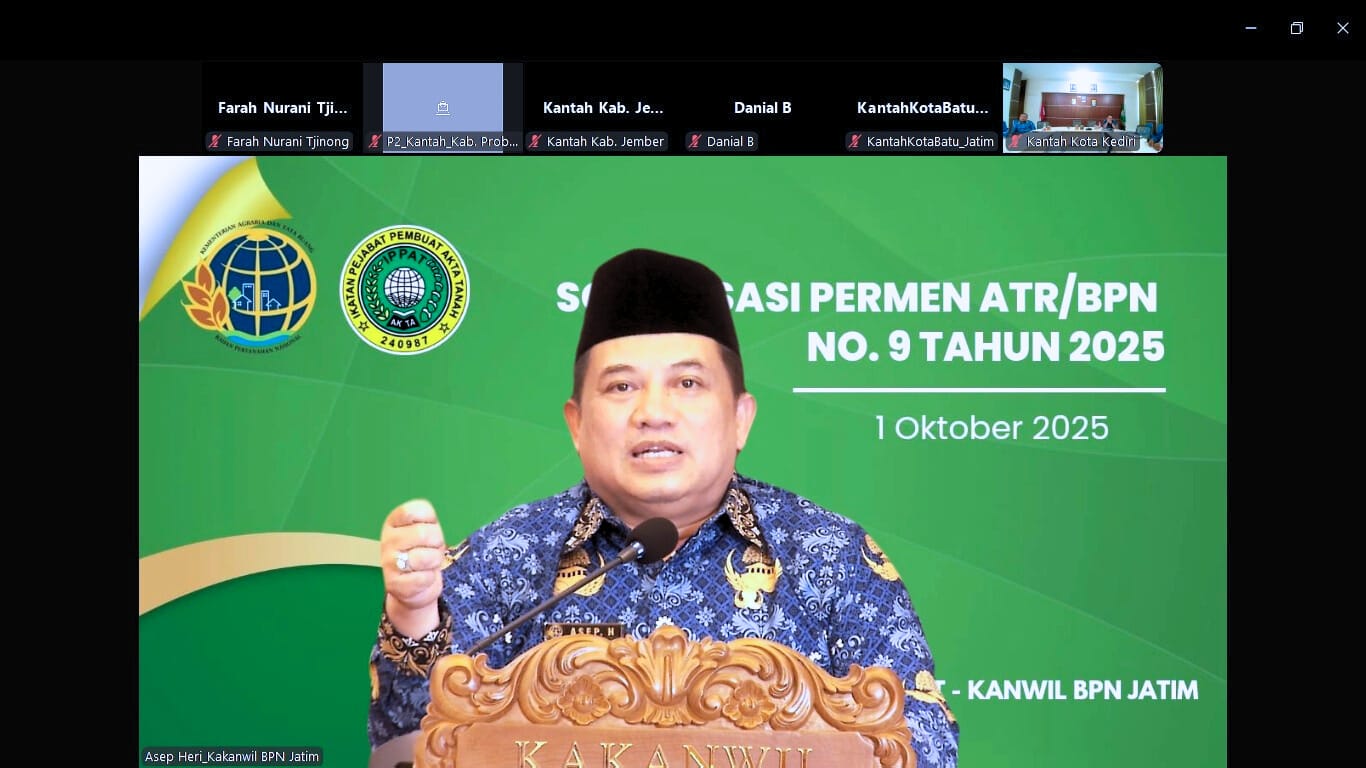Demi Layanan Cepat dan Efisien, BPN Jatim Sosialisasikan Permen Baru Pelimpahan Kewenangan Hak Tanah