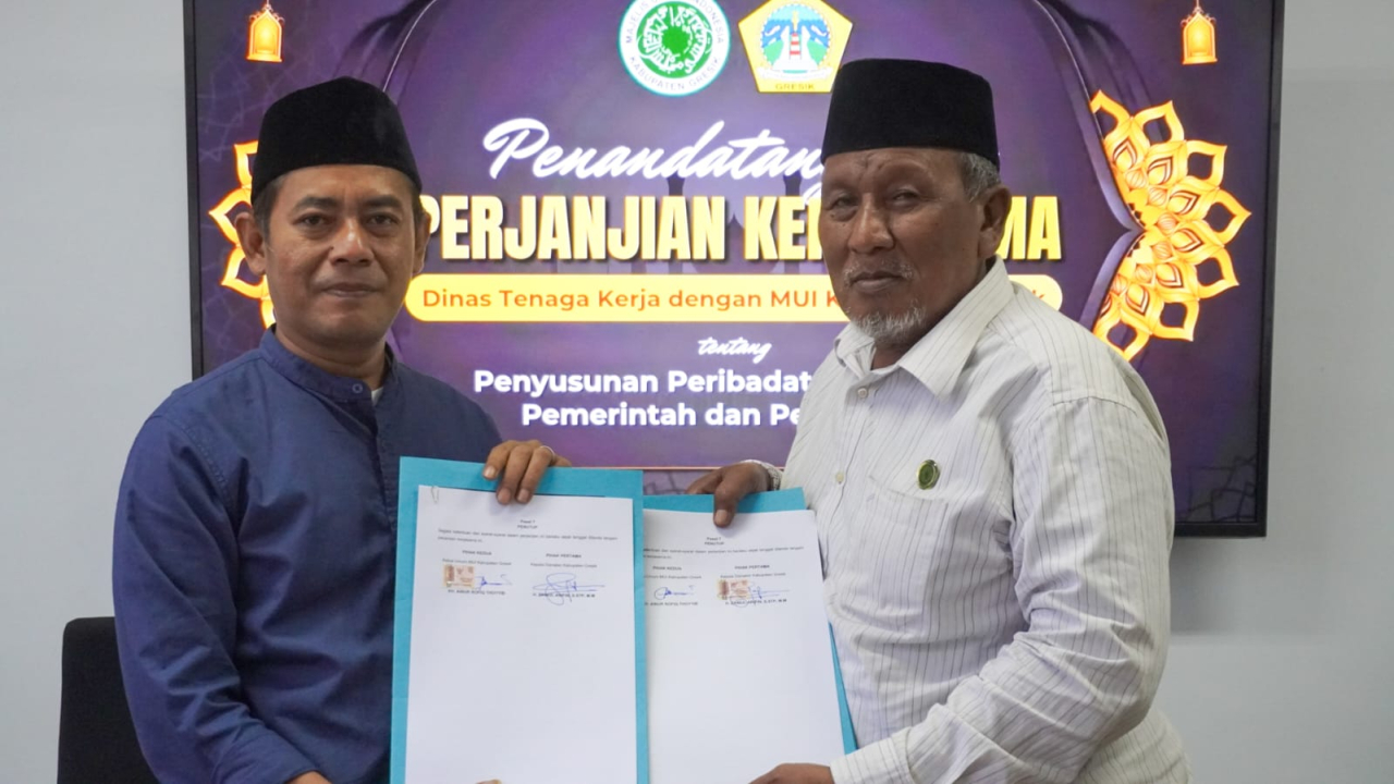 MUI dan Disnaker Gresik Teken MoU Panduan Peribadatan di Kantor Pemerintahan dan Perusahaan