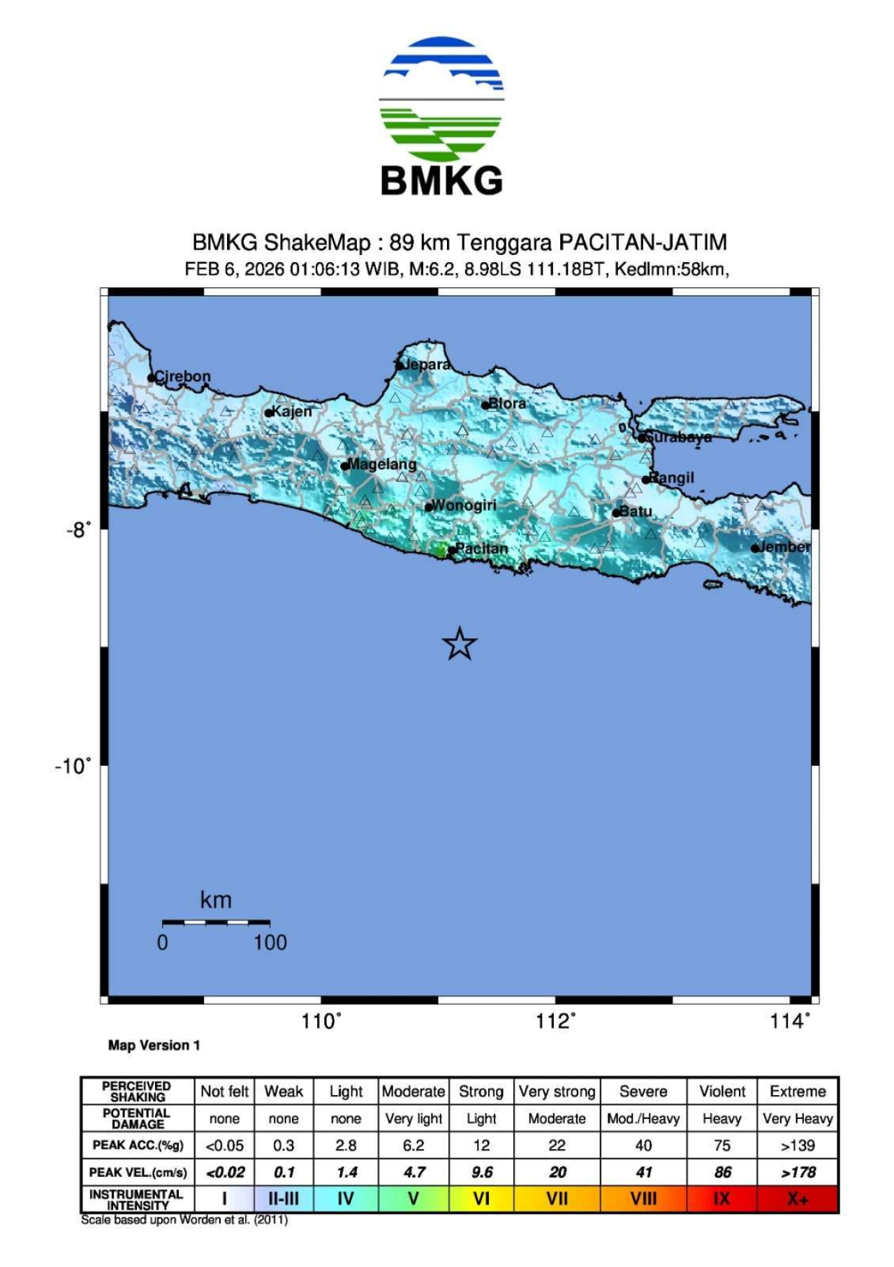 Jumat Dini Hari Jatim Selatan Diguncang Gempa Magnitudo 6,4 SR