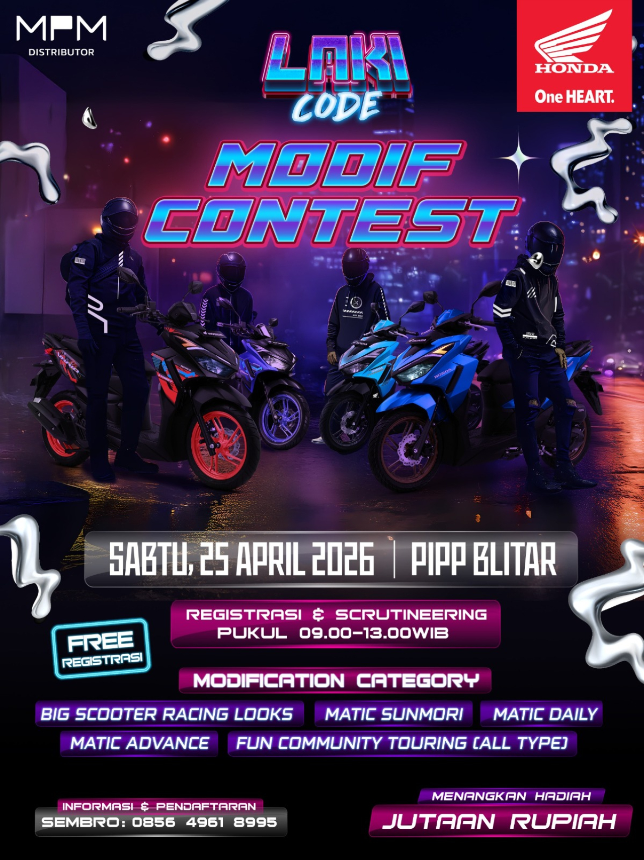 Guncang Blitar, MPM Honda Jatim Hadirkan "Laki Code": Dari Kontes Modifikasi hingga Night Ride Seru