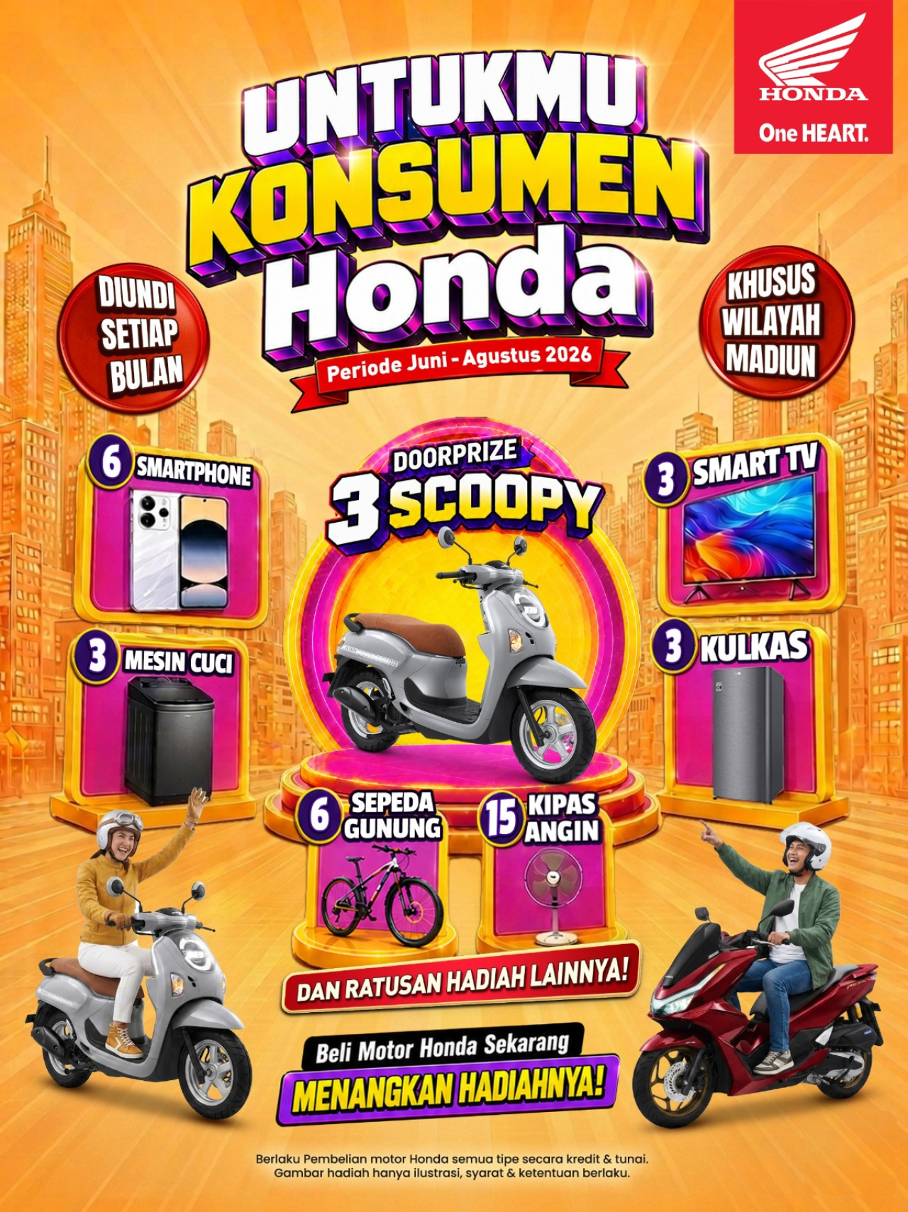 Manjakan Warga Madiun, MPM Honda Jatim Gelar Undian Berhadiah 3 Motor Scoopy dan Ratusan Doorprize